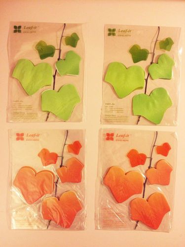 ?NEW+RARE?Sticky Notes Leaf Red Green Cute Home Kitchen Office Design *4 Pack