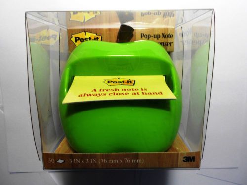 Post-it GREEN APPLE Pop-up Note Dispenser with 3&#034;x3&#034; Post-it Pop-up Notes- New!