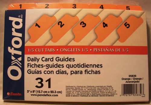 Daily Card Guides 5&#034;x 8&#034; Numbered 1 thru 31 - 1/5 Tab Cut