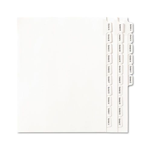 Allstate-Style Legal Index Dividers, 25-Tab, Exhibit A-Z, Letter, White, 26/Pack
