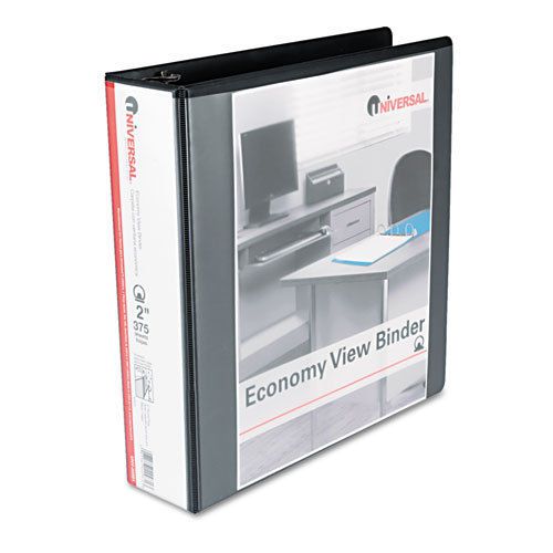 Round Ring Economy Vinyl View Binder, 2&#034; Capacity, Black