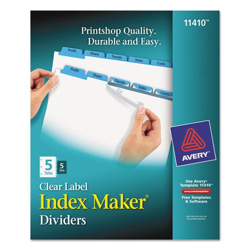 Index Maker Divider w/Color Tabs, Blue 5-Tab, Letter, 5 Sets/Pack