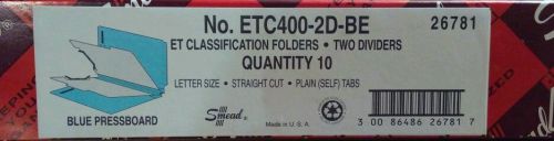 Smead ETC400-2D-BE blue letter size folders w/2 Dividers- Qty.10 folders in box