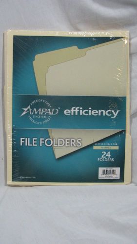 BRAND NEW Manila Letter Size 1/3 Cut File Folders Pack of 24