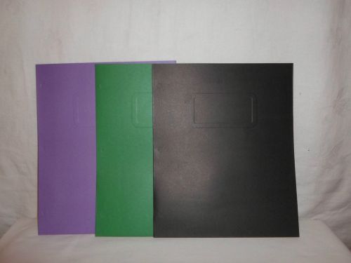 Lot of 3 - 2 Pocket Folders 1 Green, 1 Purple &amp; Black School, Home or Office