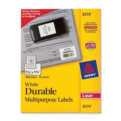 Avery permanent durable i.d. label - 1.20&#034; width x 1.75&#034; length - 1600 (ave6576) for sale