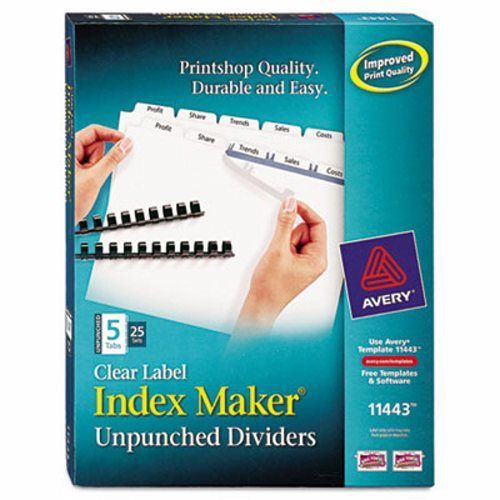 Avery Index Maker Label Unpunched Divider, 5-Tab, White, 25 Sets (AVE11443)