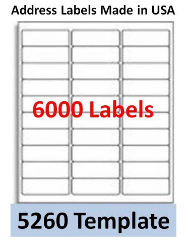 6000 Laser/Ink Jet Labels 30up Address Compatible with Avery 5260. 200 Sheets