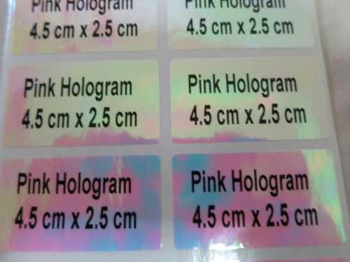 100 Pink Hologram Personalized Waterproof Name Stickers Labels 4.5 x 2.5 cm Tags