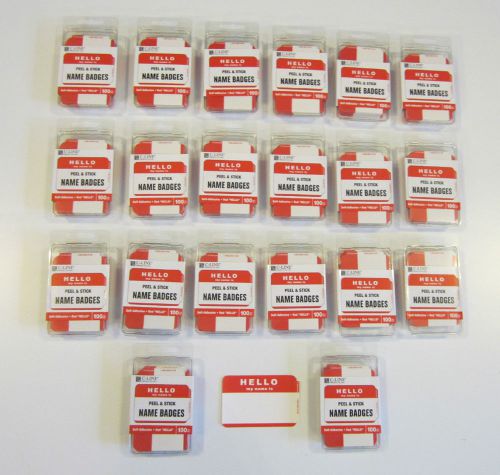 2000 RED &#034;HELLO MY NAME IS&#034; NAME TAGS LABELS BADGES STICKERS PEEL STICK ADHESIVE