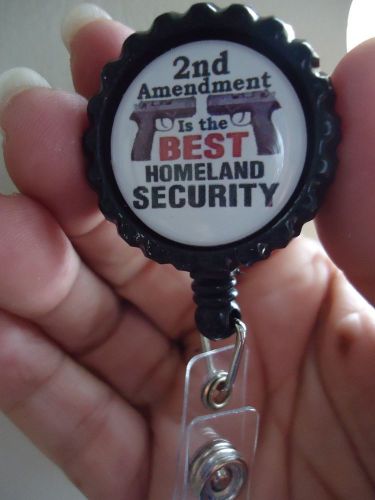 2nd Amendment Best Homeland Security ID Badge Reel Retractable holder Gun Owners