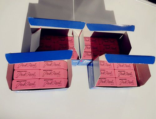 Sanford pink pearl eraser, medium, 24 per box, 4 boxes, 96 total erasers for sale