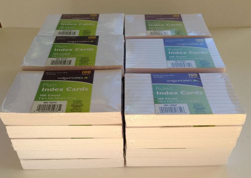 NEW LOT OF 1500 RULED + 1500 UNRULED WEXFORD WHITE INDEX CARDS 3 x 5 SHIPS FREE!