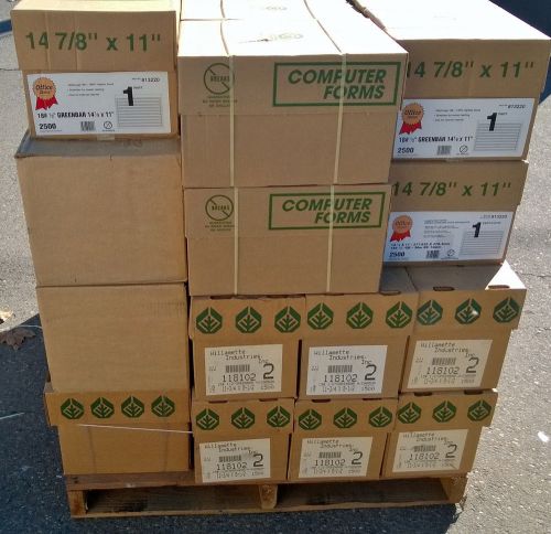 53 Cases of Green Bar Paper 11-3/4&#034;X8-1/2&#034;, 14-7/8&#034;X11&#034;, and 11&#034;X 8-1/2&#034;