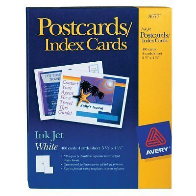 Avery 8577 - Postcards / Index Cards, Inkjet, White - 400 Cards