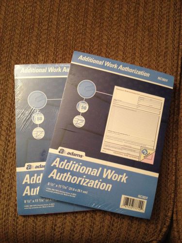NEW Lot of 2 Packages (50 each) Adams Additional Work Authorization Forms 3 Part