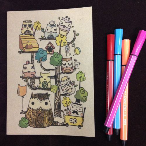 New DIY Notebook Memo Sticker Cute Owl Family Animal Cartoon Thailand Design