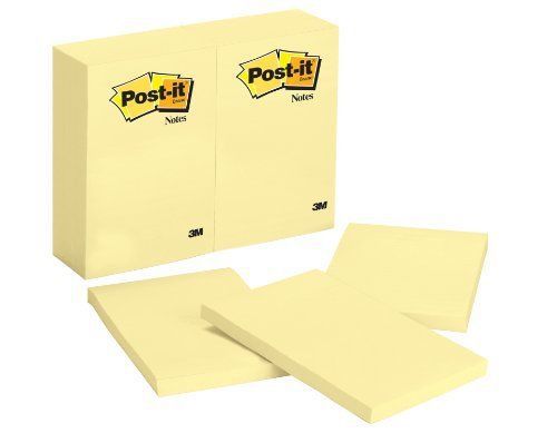 Post-it Original Note Pad - Self-adhesive, Repositionable - 4&#034; X 6&#034; - (659yw)
