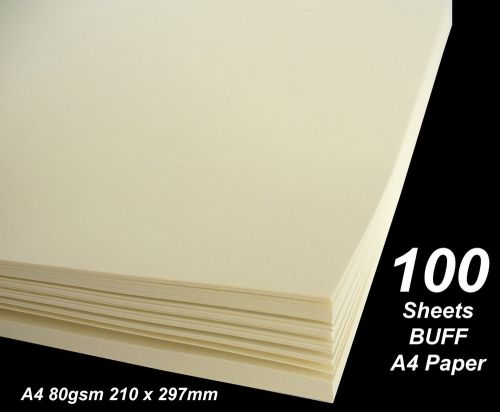 100 Sheets BUFF / BEIGE A4 Coloured Copy Paper - 210x297mm 80gsm