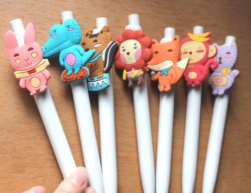 7pcs Cute Romane Hello Geeks Ball Point Pens Kawaii Animals Click Pencil Korean