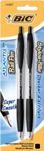 BIC Atlantis Stick Ball Pen Medium Black 2 Pack