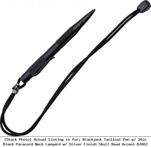 Blackjack Tactical Pen w/ 30in Black Paracord Neck Lanyard w/ Silver : M0019-5