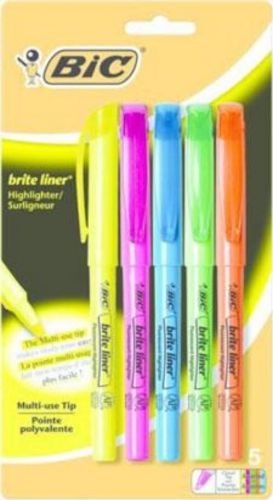 BIC Bright Liner Highlighters 5-Pack Assorted
