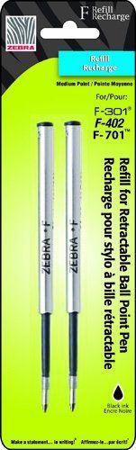 Zebra Pen F-series Pen Refill - Medium Point - Black - 2 / Pack (85412)