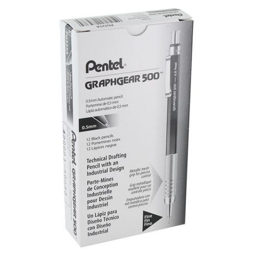Pentel GraphGear 500 Automatic Drafting Pencil 0.5mm Black Barrel Dozen PG525A
