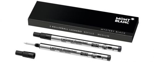 2 MONTBLANC Black Medium Refills LeGrand Rollerball Refills (105164)