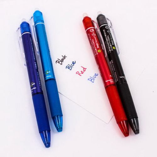 Colours Gel Ink Erasable Pen Retractable Red Blue Black Stationery Office A0489