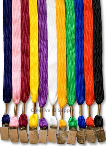 Lanyard - 500 pcs flat neck strap lanyard bulldog clip for id badges 11 colors for sale