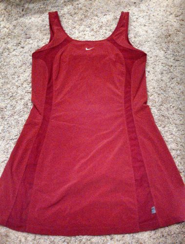 Nike dri-fit pink 2-layer tennis skirt bra top dress l 12 14 ball pockets skort for sale