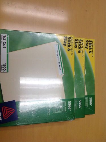 3 new sealed boxes of avery 5866 ave5866 permanent file folder labels eabox 1500 for sale