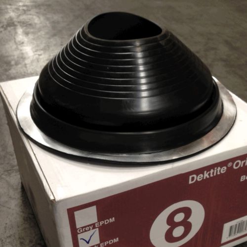 No 8 BLACK EPDM Pipe Flashing Boot by Dektite for Metal Roofing