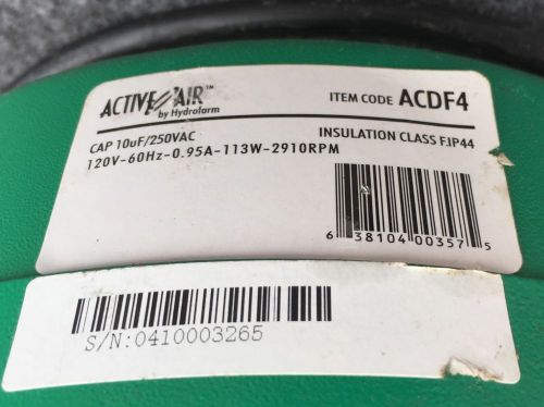 Active Air - 4&#034; Inline Duct Fan ACDF4 with Floor Mount