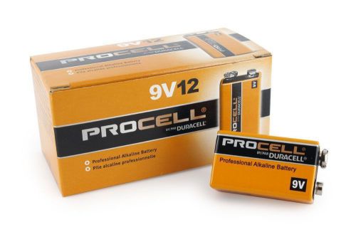 New duracell 9 volt procell professional alkaline battery, pack of 12 for sale