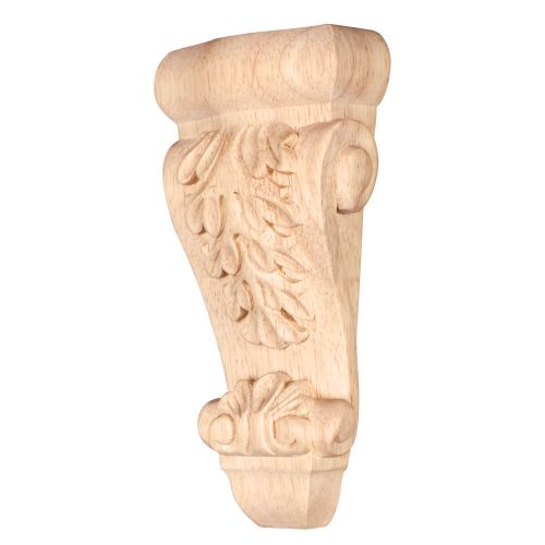 Small Wood Corbel Acanthus Detail. 2-3/4&#034; x 1-3/8&#034; x 6&#034;. Rubberwood
