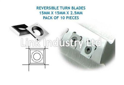 10 pces. 15 x 15 x 2.5mm carbide reversible turn blades, 4 x edges, square faces for sale