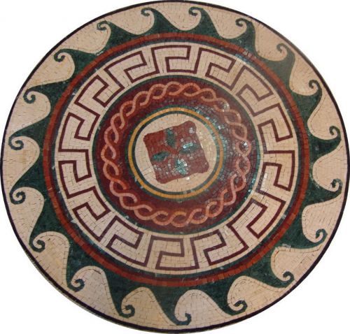 Greek Keys and Waves Medallion Mosaic