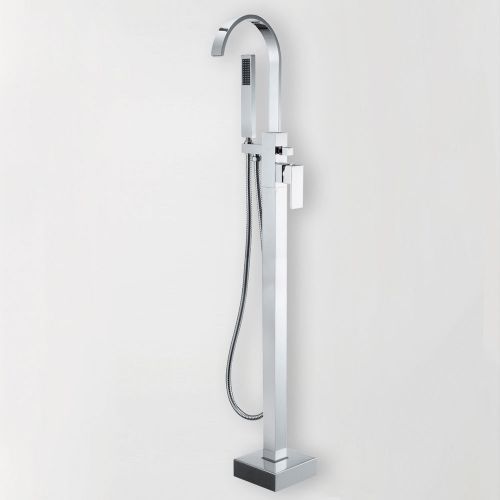 Modern floor mounted tub filler with handshower in chrome finished free shipping for sale
