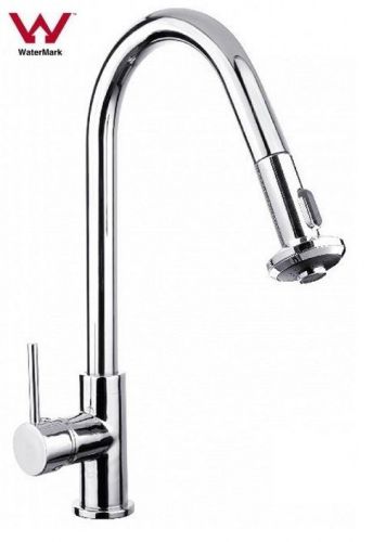 VENICE Round Pull Out Swivel Kitchen Laundry sink Flick Mixer Tap Brass Chrome