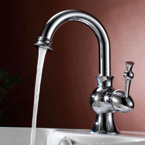 Modern Single Hole Bathroom Vessel Sink Faucet in Chrome Finished Free Shipping