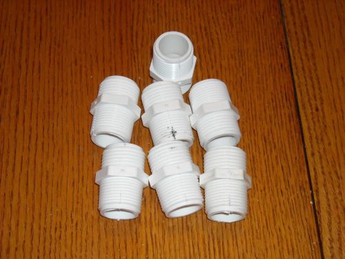 Lot of 7 pcs ~ threaded schedule 40 pvc 3/4&#034; adapter ~ 3/4-in mht x 3/4-in mipt for sale