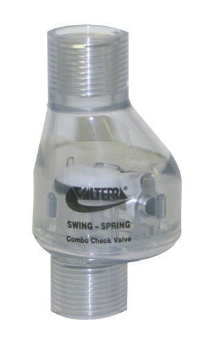 Valterra 200-C05F PVC Swing/Spring Combination Check Valve, Clear, 1/2&#034; FPT New