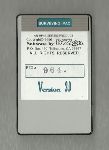 D&#039;Zign Surveying Pac Card for HP 48GX Calculator