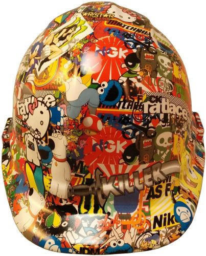 NEW! Hydro Dipped Cap Style Hard Hat w/ Ratchet Suspension - Sticker Bomb 2