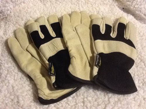 2 NEW PR SOFT COWHIDE SIZE LG BLACK/BEIGE VENTED MATERIAL ON BACK WINTER LINED