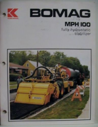 KOEHRING BOMAG MPH 100 Hydrostatic Stabilizer ORIGINAL Brochure -Vintage Color