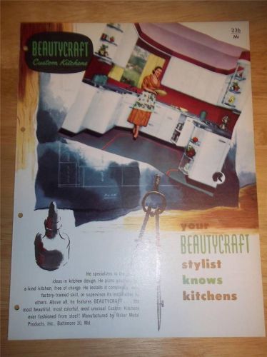 Vtg Beautycraft Kitchens Catalog~Cabinets~Miller Metal Products~Baltimore~1953